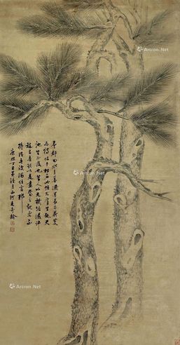 毛奇龄 双松图