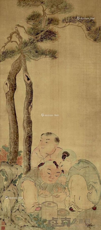 佚名 婴戏图 83×37cm
