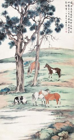赵敬予 五马图