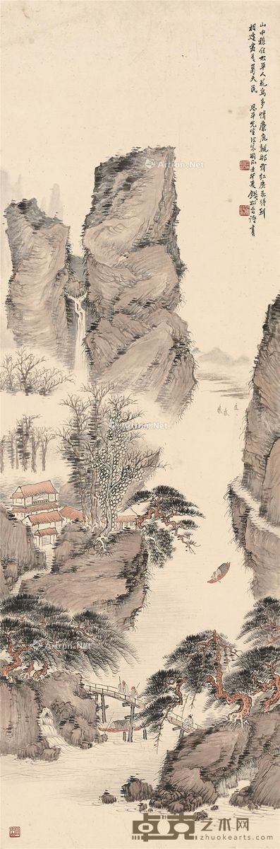 钱松嵒 江山胜境 134×44cm