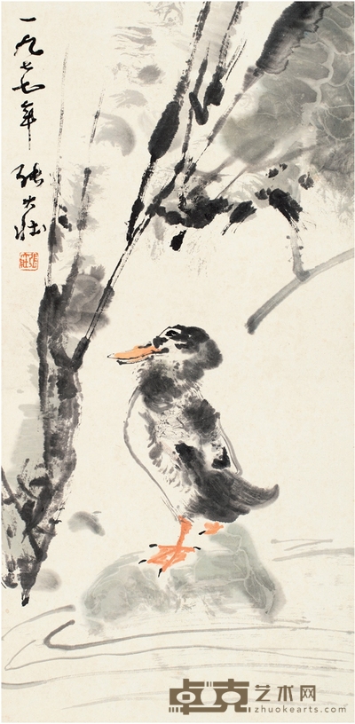 张大壮 水凫图 69×33cm