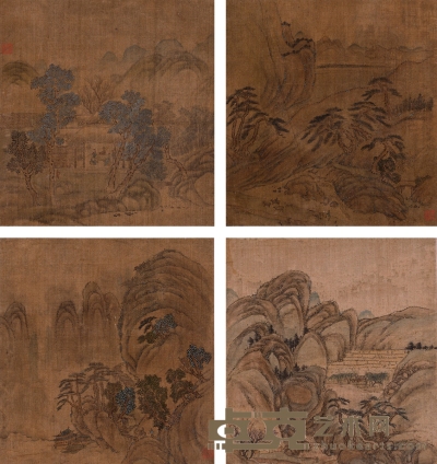 佚名 山水 24×22.5cm；26×23.5cm；24×22.5cm×2