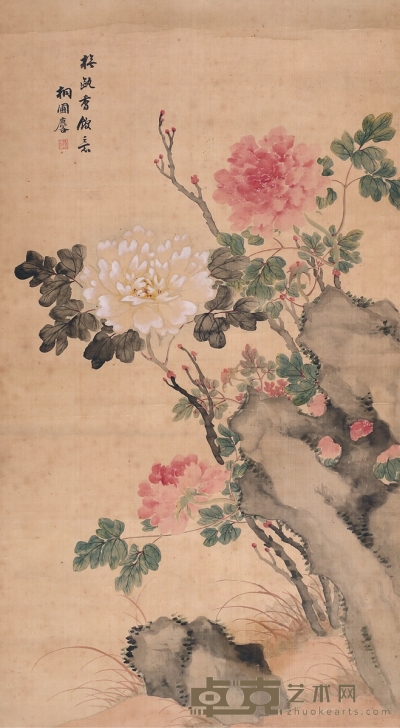 李绂麟 牡丹图 101.5×56.5cm