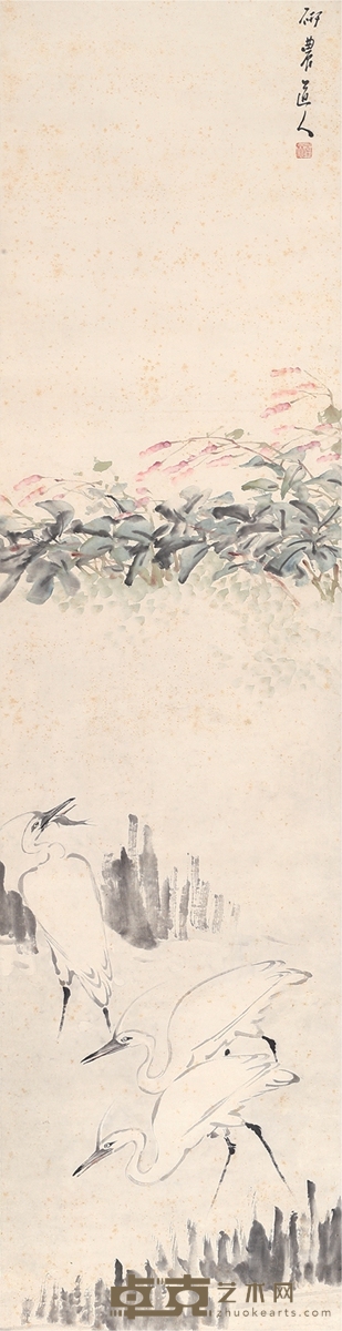 王维翰 鹤鱼图 178.5×46cm