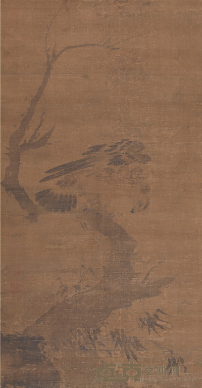 林良 古木雄鹰图 118×61.5cm