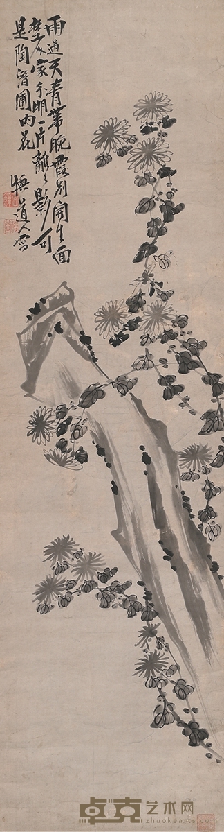 李鱓 菊石图 137×37cm