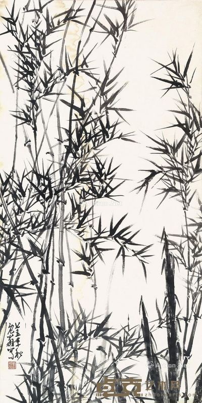 刘既明 竹 130×64cm
