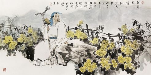 李晓白 秋菊东篱下 悠然见南山