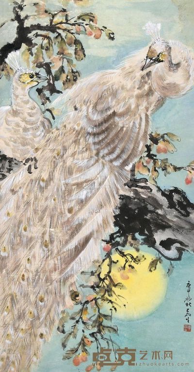 黄磊生 孔雀 137×71cm