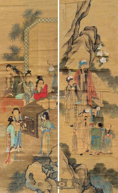 顾见龙 人物故事 164×49.5cm×3