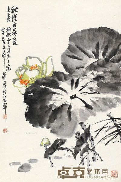 曹简楼 白荷 67×44cm