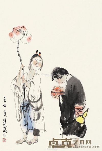 韩硕 合和二仙 67×46cm