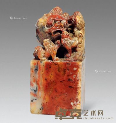 清代 狮钮寿山石章 高10cm