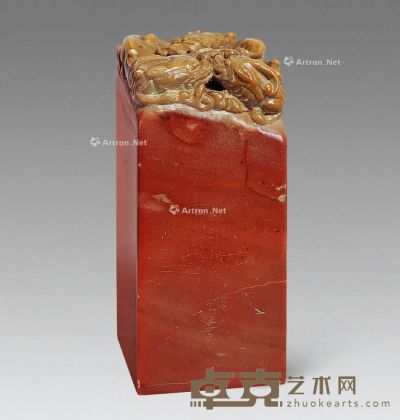 清代 兽钮寿山石章 高7.5cm