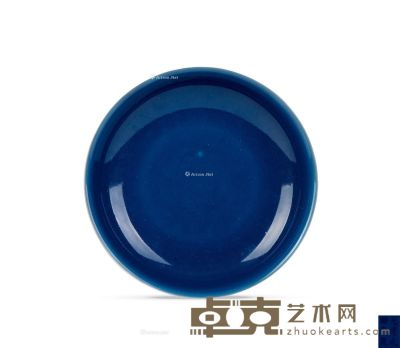 清光绪 霁蓝釉盘 直径20cm