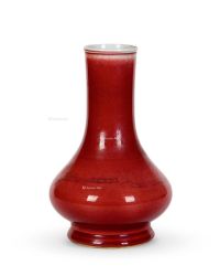 清康熙 红釉荸荠瓶