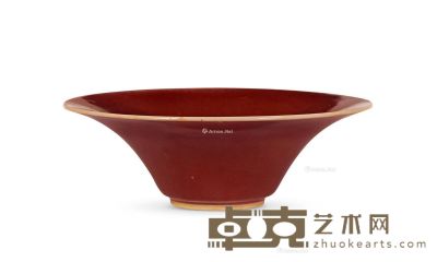清乾隆 霁红釉斗笠碗 直径28.5cm
