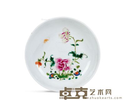 清雍正 粉彩花卉小盘 直径15.5cm