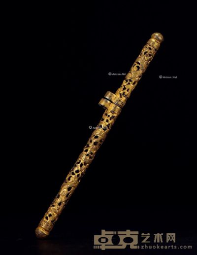 16世纪 铁鋄金笔筒 高19cm