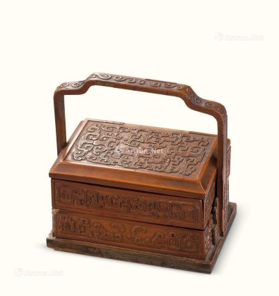 清代（1644-1911） 竹簧夔龙纹小提盒