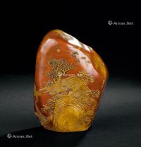 清代(1644～1911) 寿山石山水行舟纹印材