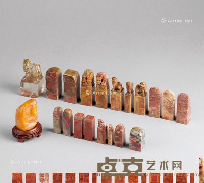 寿山石 水晶等各式印章 (二十件一组) 尺寸不一?