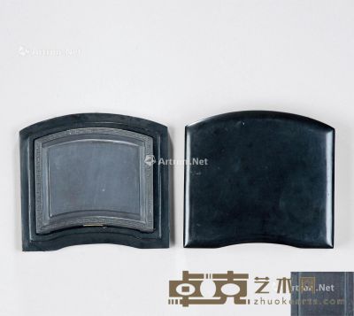 清代(1644～1911) 回纹书卷形砚 长9.8cm；宽11.8cm；高1.8cm?