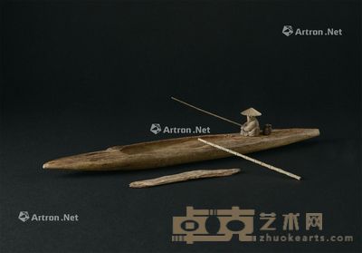 沉香钓舟摆件 长35cm；重150g