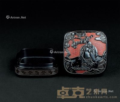 明末(1583～1644) 剔犀弥勒像纹四方香盒 长7.8cm；宽7.8cm；高4.5cm?