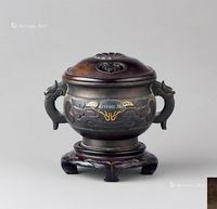 明末清初(约1627～1684) 铜错金银饕餮纹双龙耳香炉