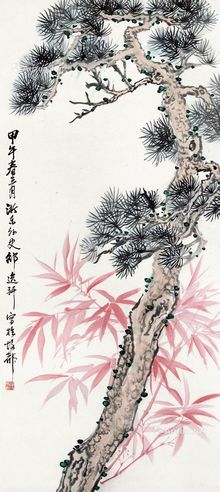 邵逸轩 君子图 立轴 设色纸本