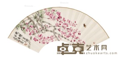 彭先诚 花卉 扇片 18.5×55cm