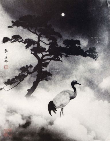 郎静山 云中白鹤 照片