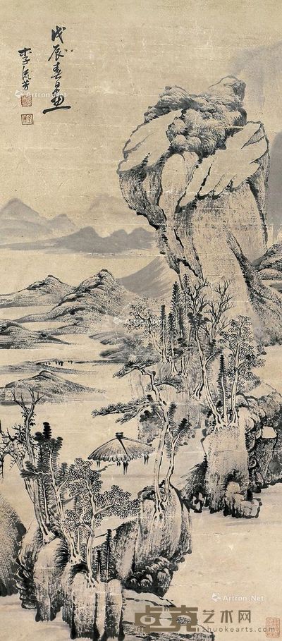 李流芳 山水 96×42cm