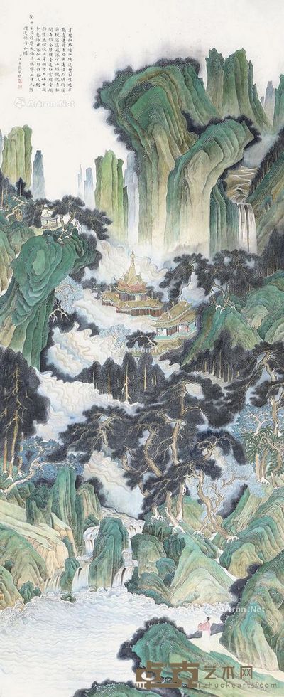 钱维城 青绿山水 158×66cm