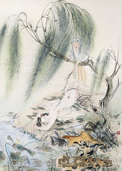 胡也佛 人物 49×36cm