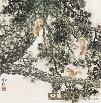 方楚雄 松间觅食 68×68cm