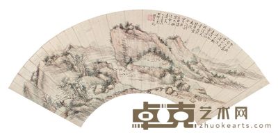 奚冈 幽居图 16×51cm