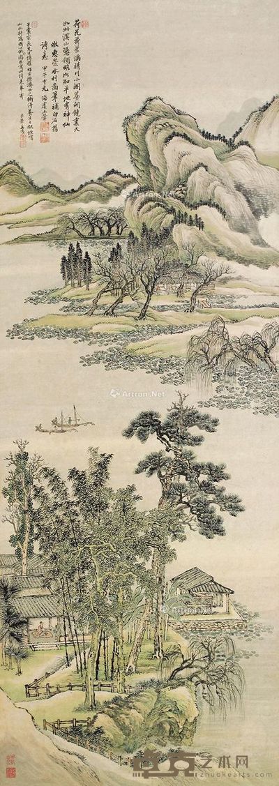王翚 仿惠崇水邨图 142×51cm