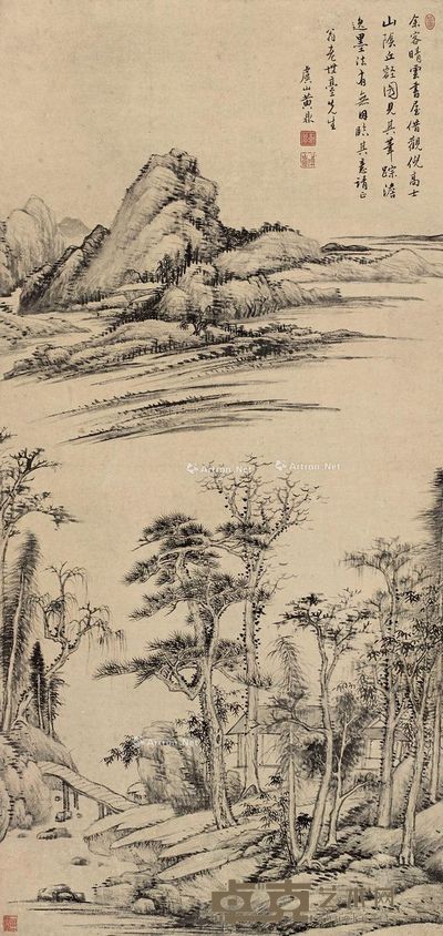 黄鼎 临倪高士山阴丘壑图 96.5×45cm