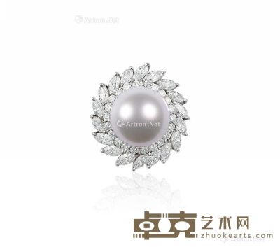白珍珠配钻石戒指 --