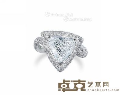 2.35克拉三角形G色SI2净度钻石 配钻石戒指 --