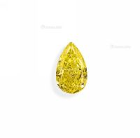 罕见的 10.03克拉 梨形 浓彩黄色 内部无暇（IF）钻石