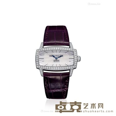 百达翡丽GONDOLO系列18K白金镶钻女装腕表 表径3.72×2.24cm