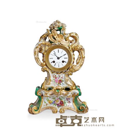 19世纪 法国瓷花钟 24×12×37cm