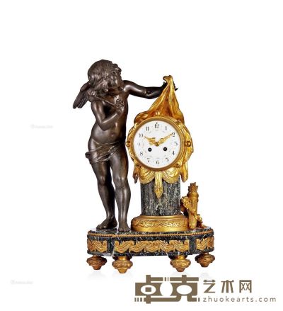 19世纪 法国丘比特主题雕塑钟 36×20×59cm