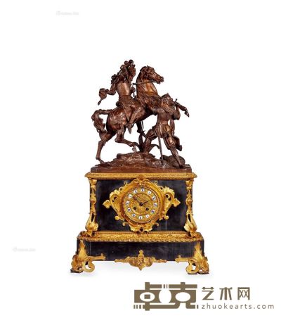 19世纪 法国战争题材青铜雕塑钟 40×19×61cm