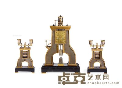 法国工业革命火车钟配烛台 （一套） 30×46×14cm