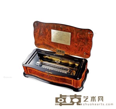 瑞士 御爵单音筒四曲木质音乐盒 59×30×16cm