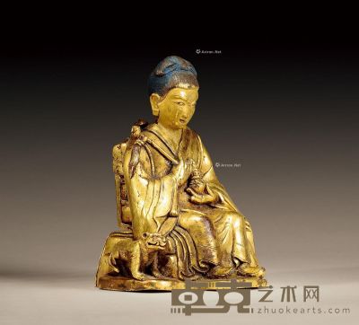 17世纪 铜鎏金达摩多罗 高10.5cm